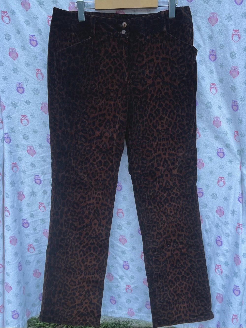 Haggar Brown and Black Leopard Wide-Leg Pants